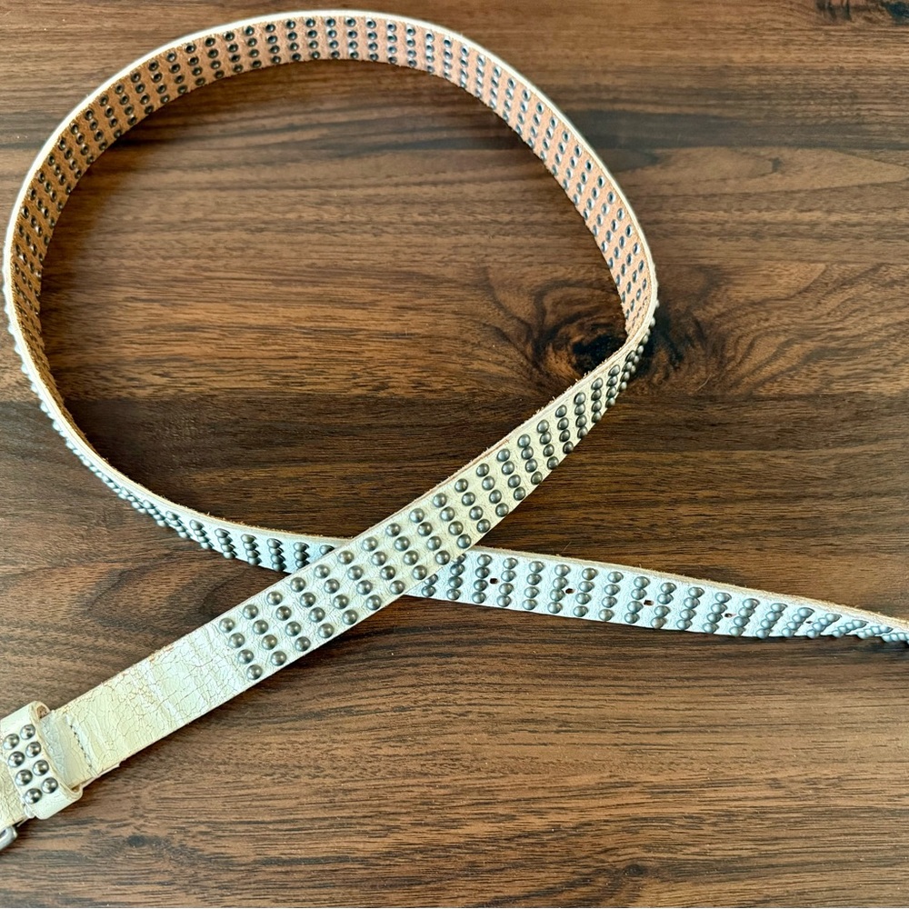 J. Crew Cream and Silver Studded Belt